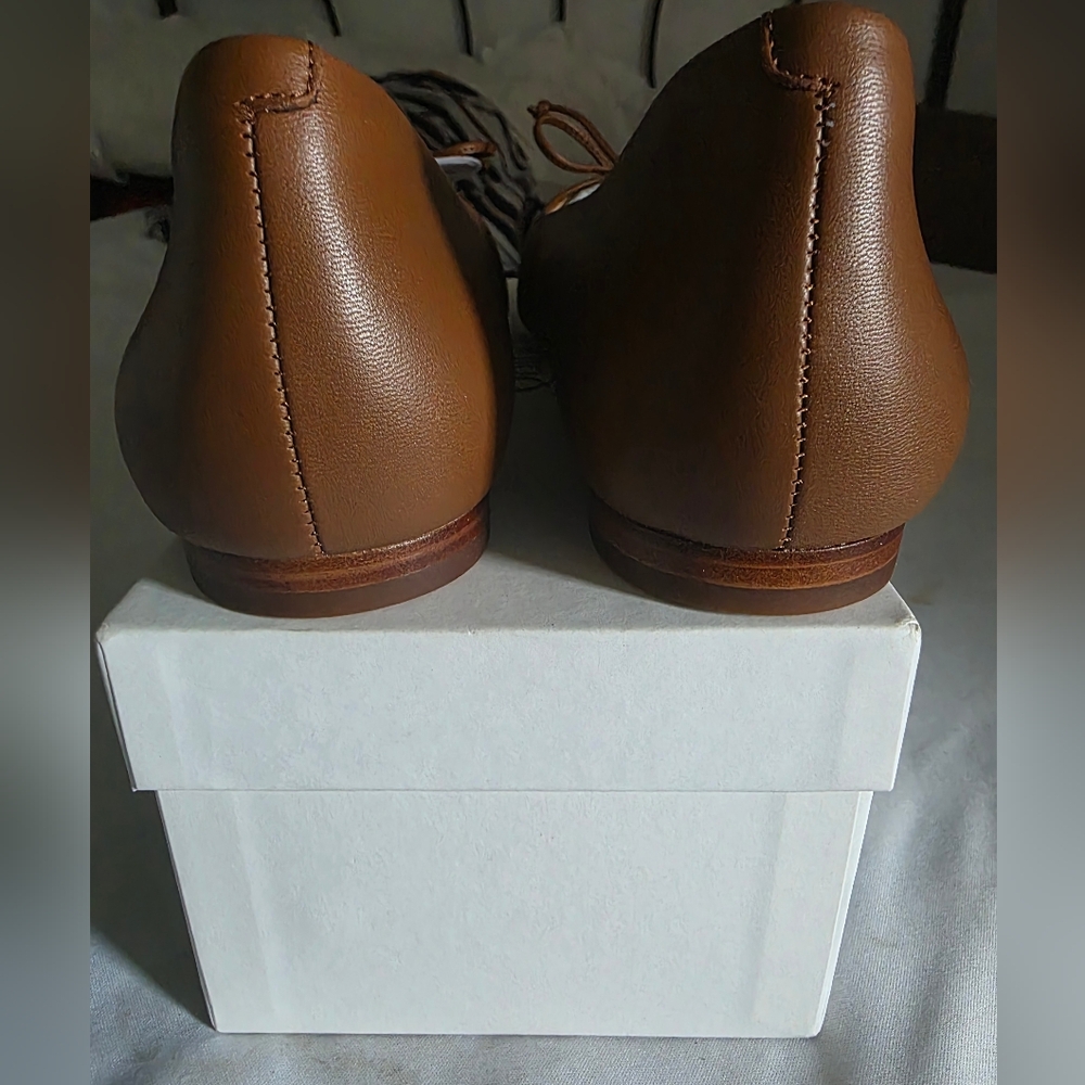 Quince FIRE! NIB! Italian Leather Bow Ballet Flat in Cognac. Sz 9. R2S!! - Picture 10 of 14